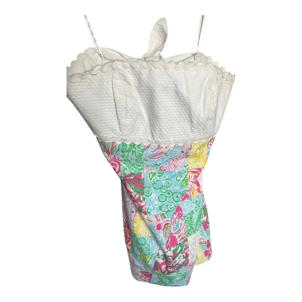 Lilly Pulitzer Franco Strapless Patchwork Mini Dress Multi State  Mind Cotton 4 - Picture 4 of 9